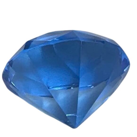 Paper weight blue glass diamond. See pics for measurements. - Picture 2 of 9